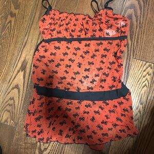 Red and Black Bow lingerie dress with open back